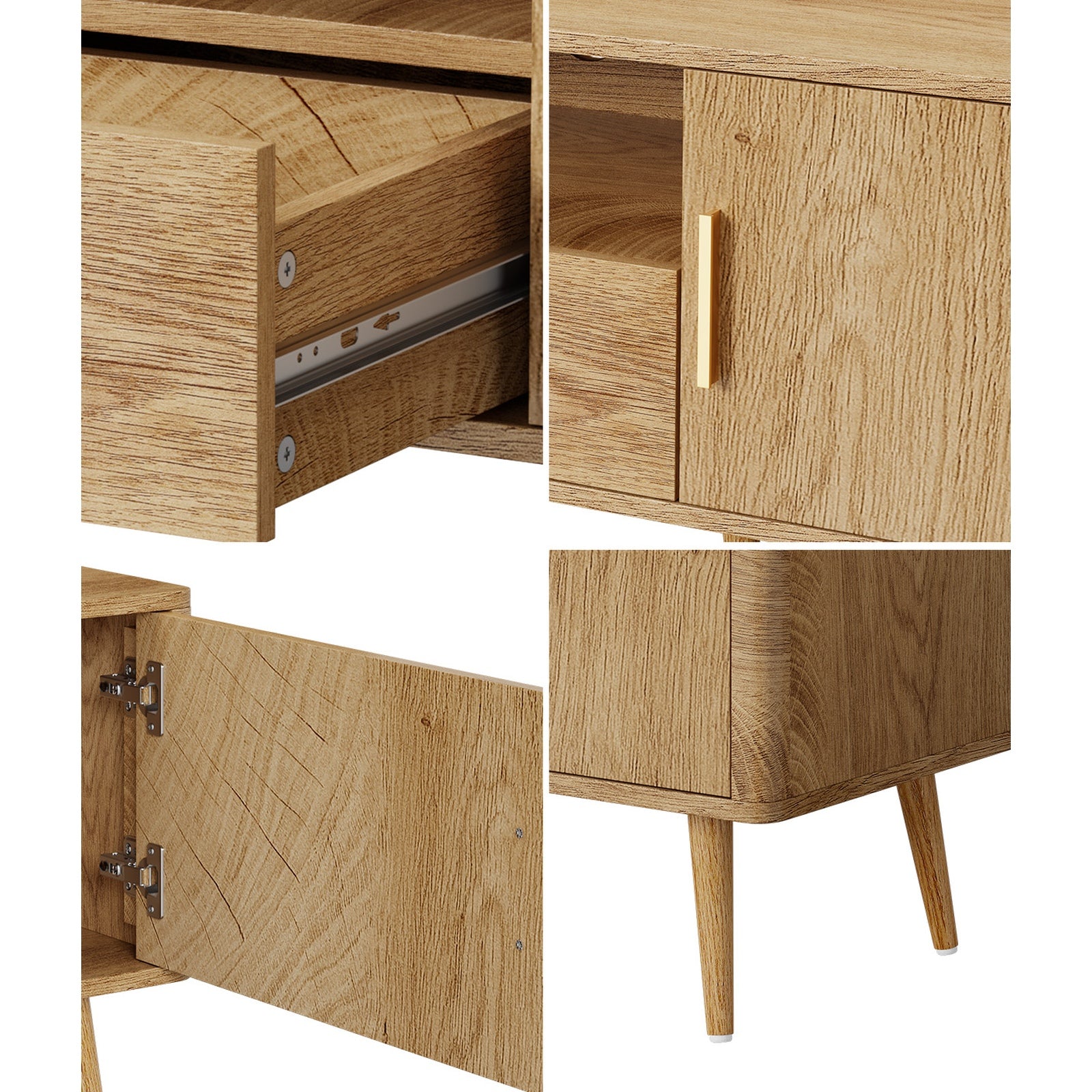 Oikiture TV Cabinet Entertainment Unit Stand 160cm Storage Drawer Shelf Natural - Sunyee