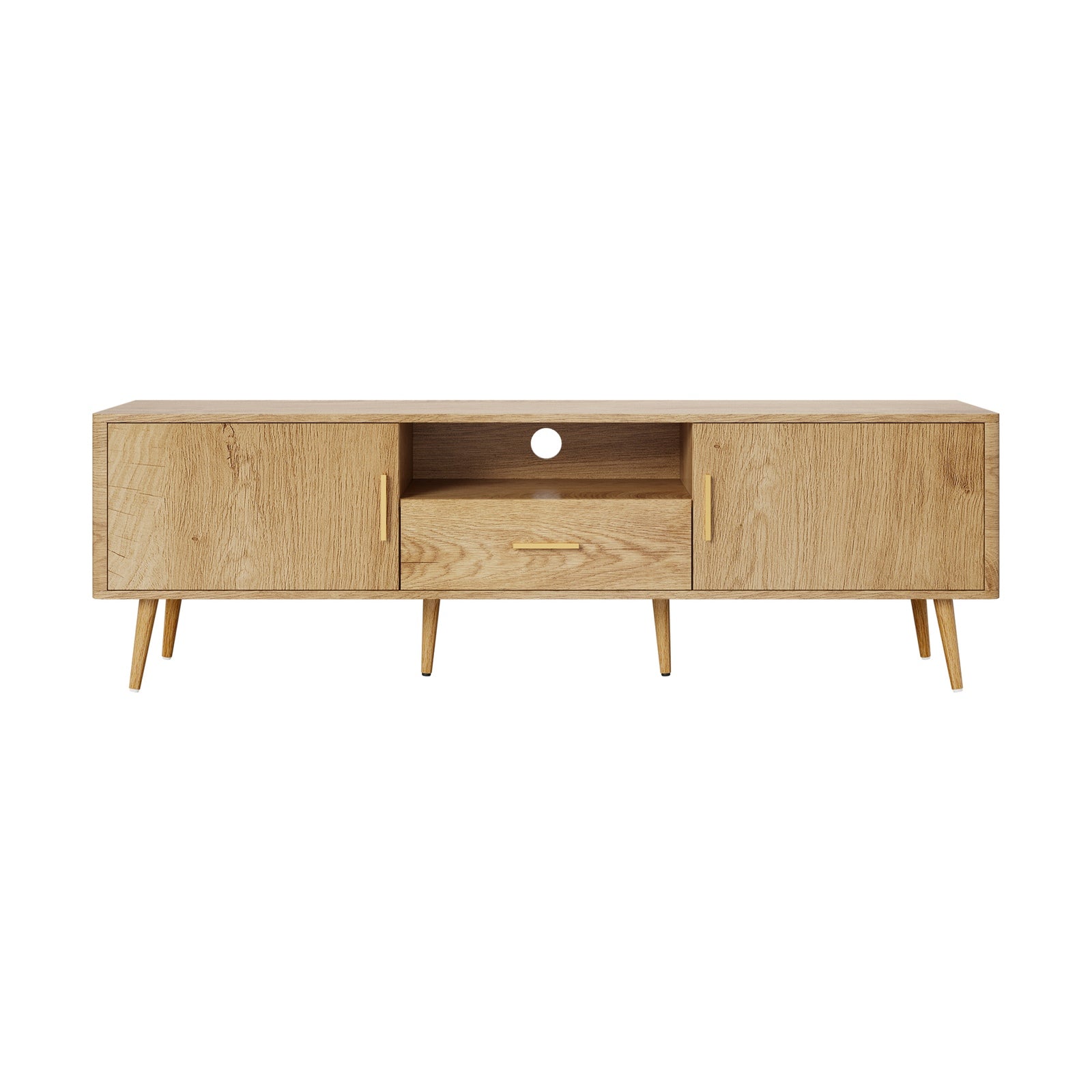 Oikiture TV Cabinet Entertainment Unit Stand 160cm Storage Drawer Shelf Natural - Sunyee