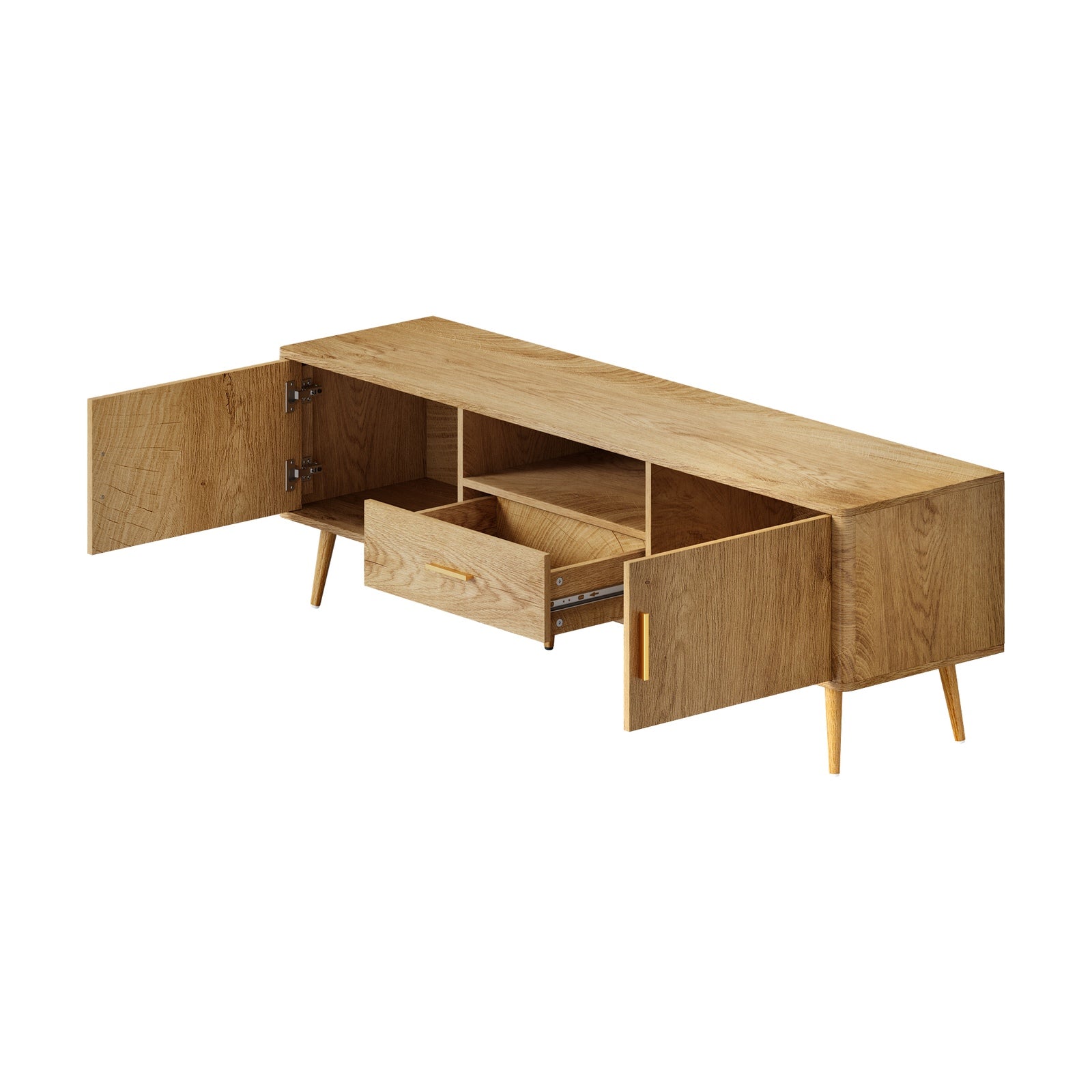 Oikiture TV Cabinet Entertainment Unit Stand 160cm Storage Drawer Shelf Natural - Sunyee