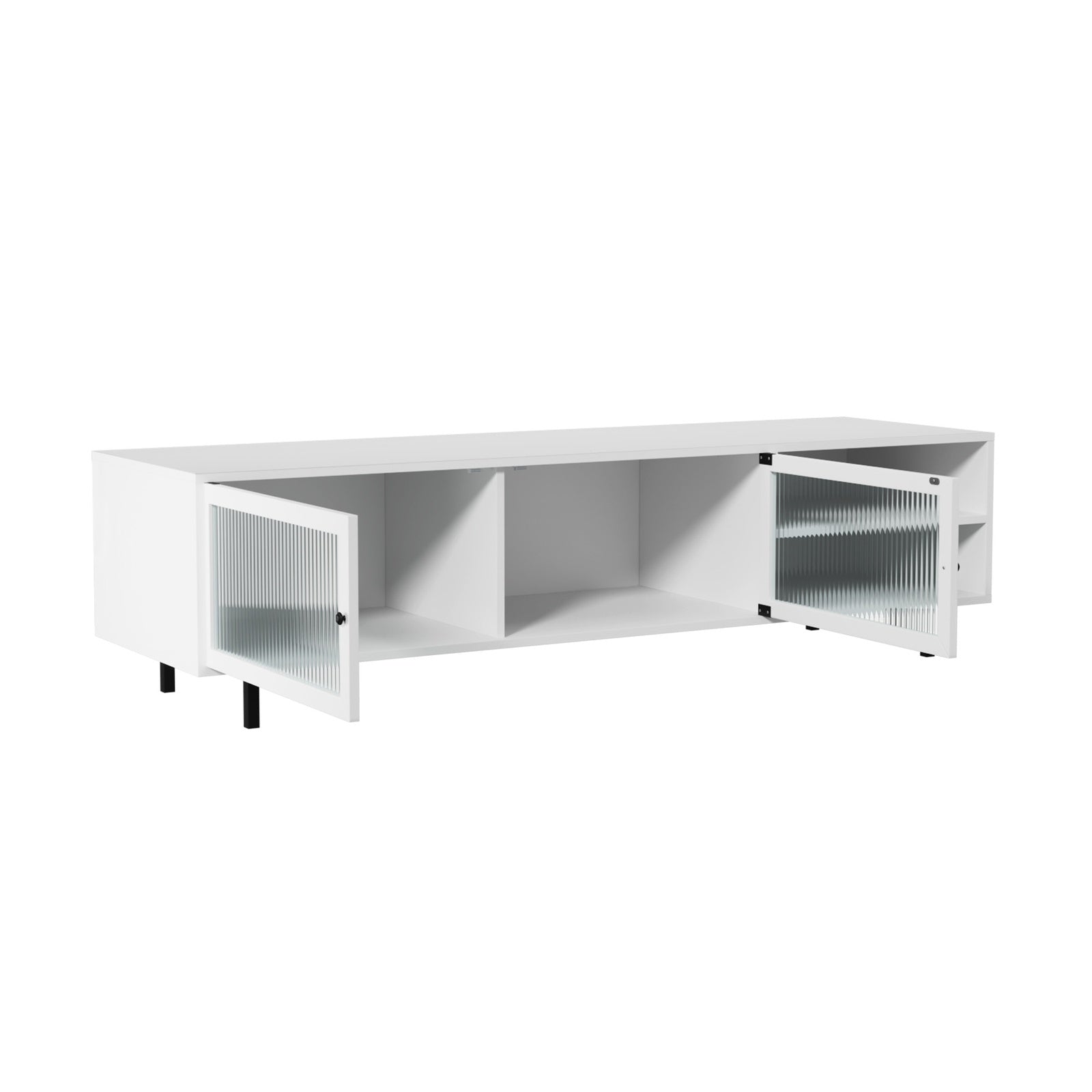 Oikiture TV Cabinet Entertainment Unit Stand Tempered-glass Doors Storage Shelf - Sunyee