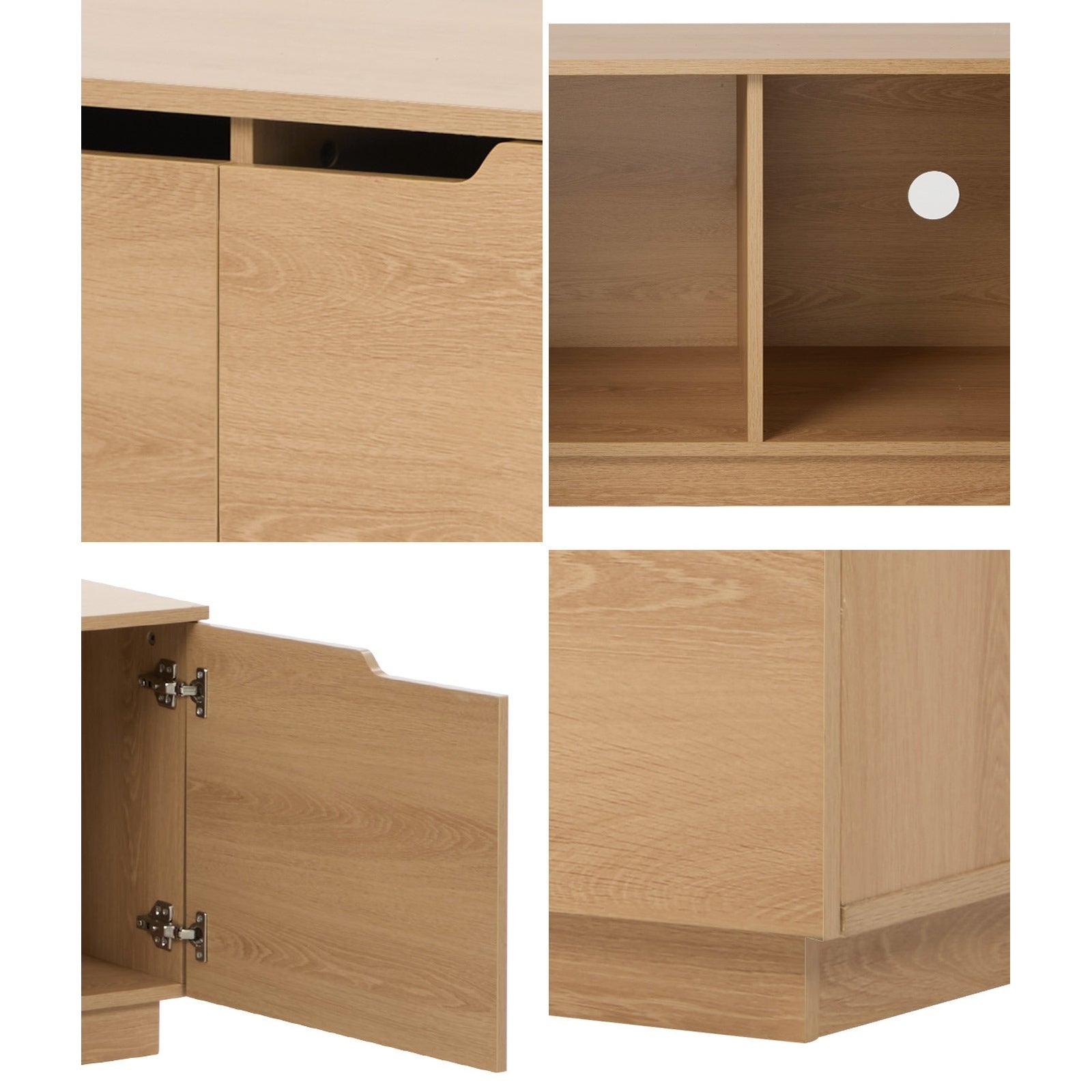 Oikiture TV Cabinet Entertainment Unit Stand Wooden Storage Shelf 180cm - Sunyee