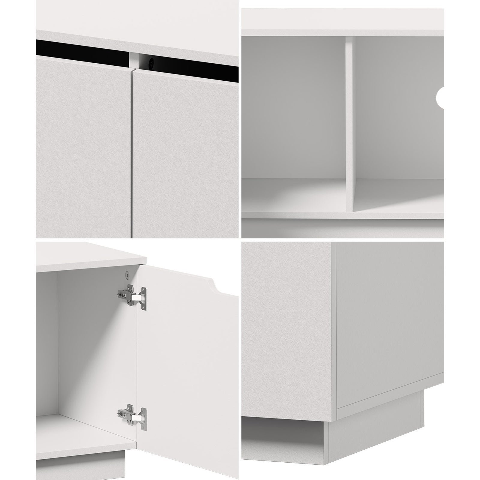 Oikiture TV Cabinet Entertainment Unit Stand Wooden Storage Shelf 180cm White