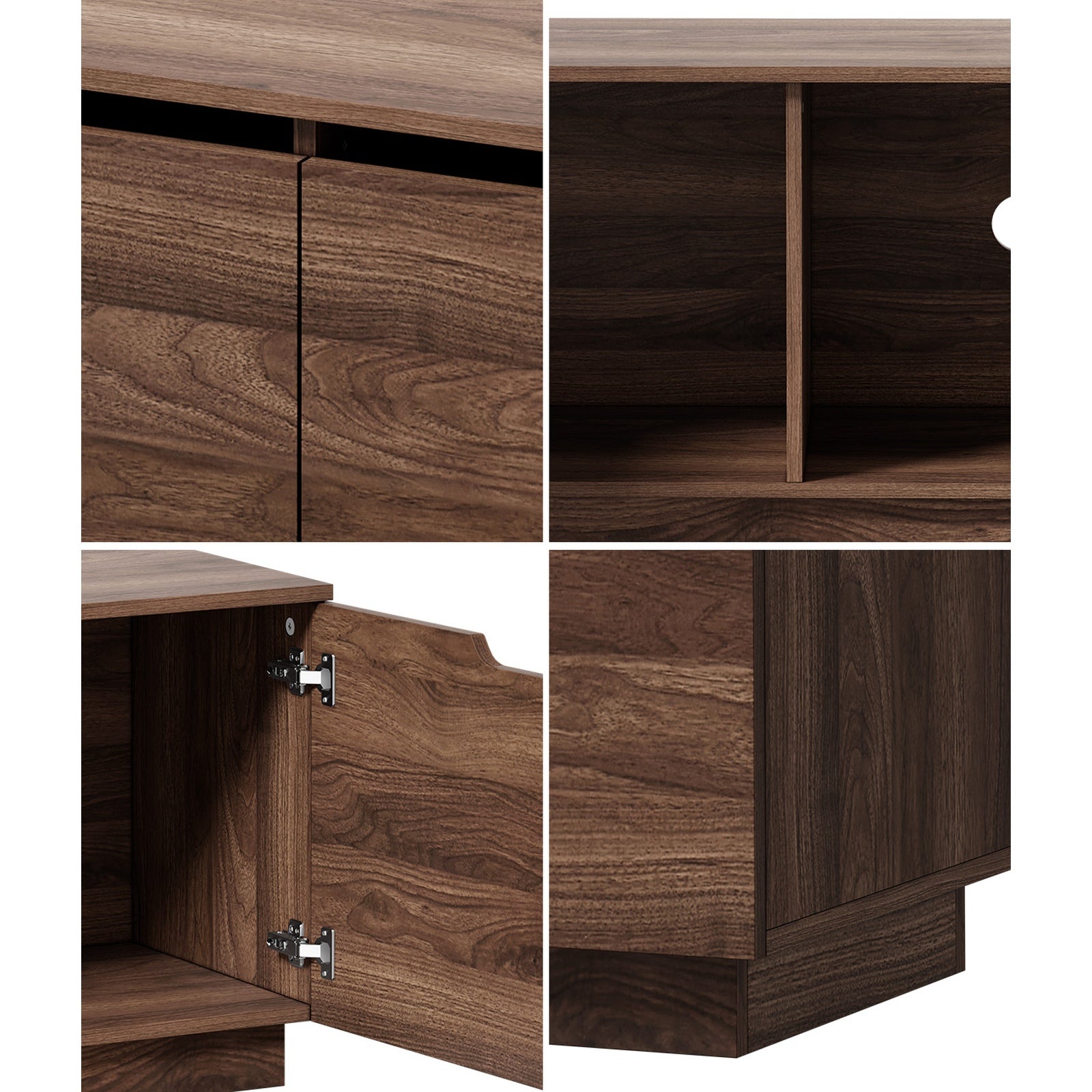 Oikiture TV Cabinet Entertainment Unit Stand Wooden Storage Shelf 180cm Walnut