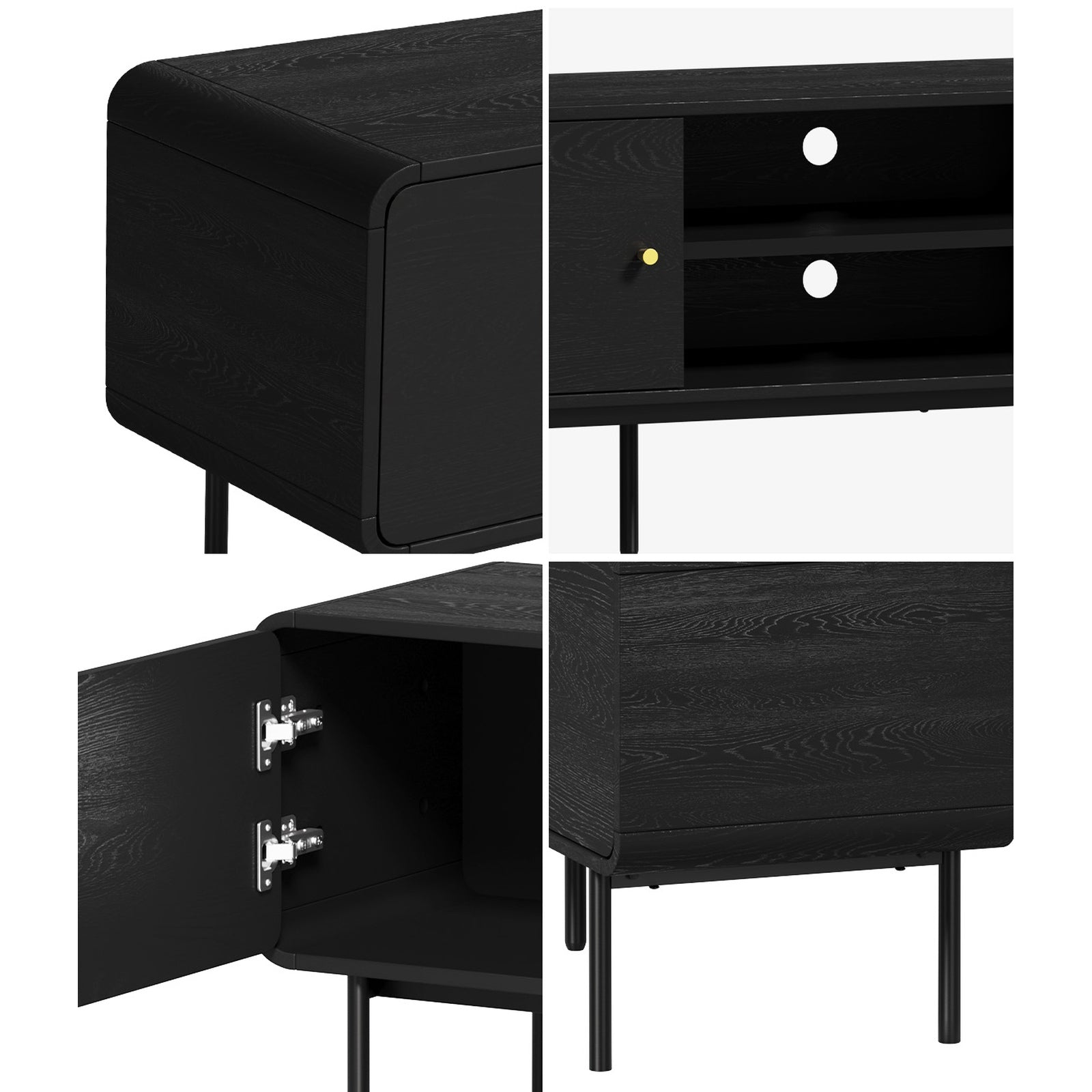 Oikiture TV Cabinet Entertainment Unit Stand 180cm Wooden Storage Shelves Black - Sunyee