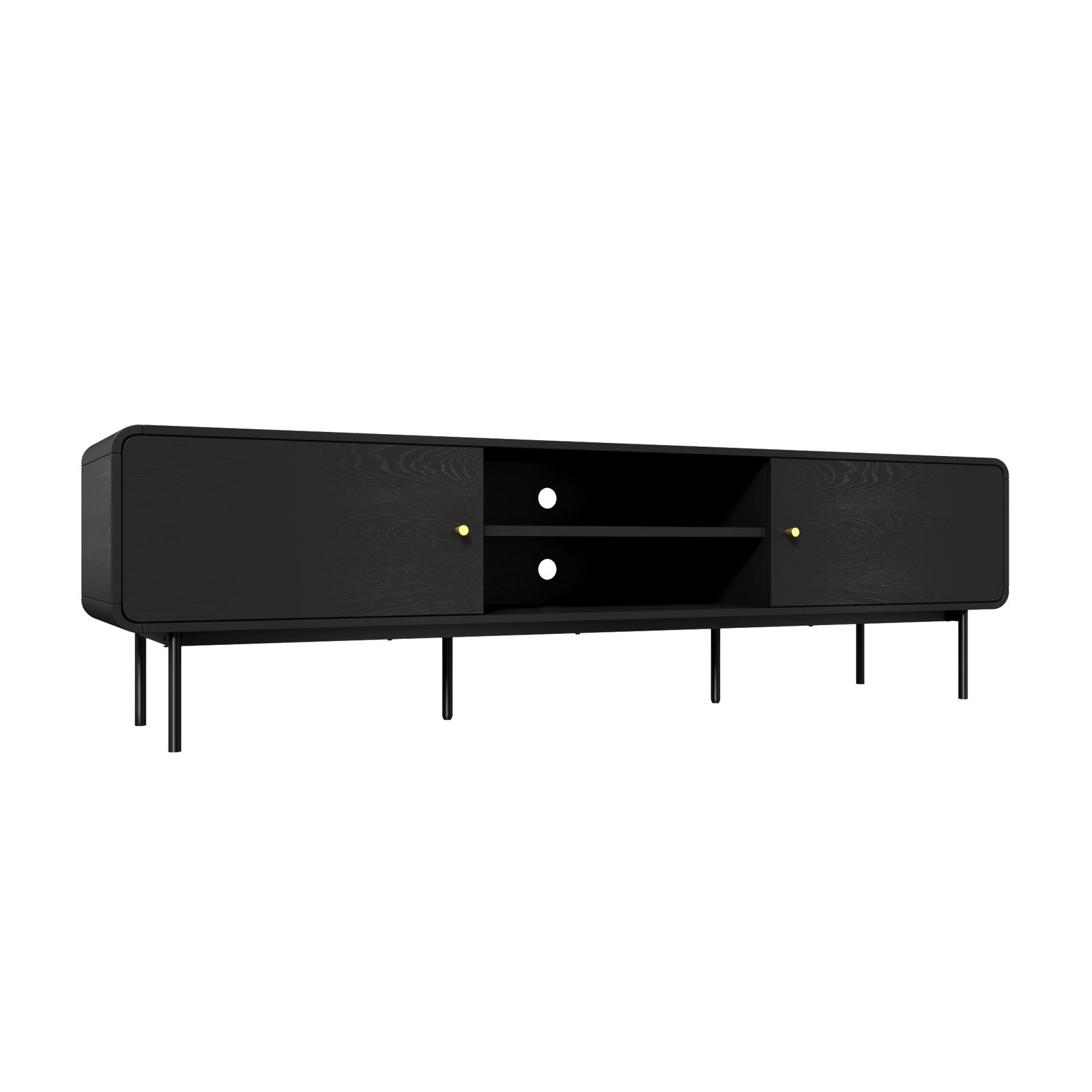 Oikiture TV Cabinet Entertainment Unit Stand 180cm Wooden Storage Shelves Black - Sunyee