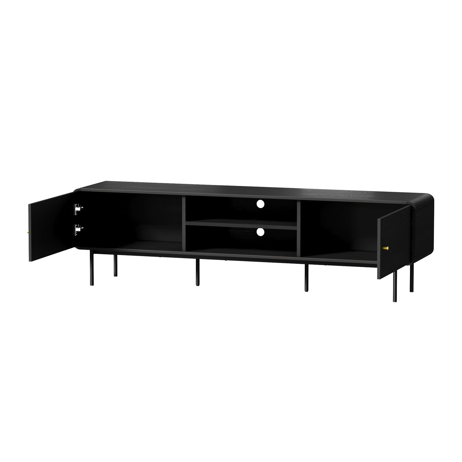 Oikiture TV Cabinet Entertainment Unit Stand 180cm Wooden Storage Shelves Black - Sunyee