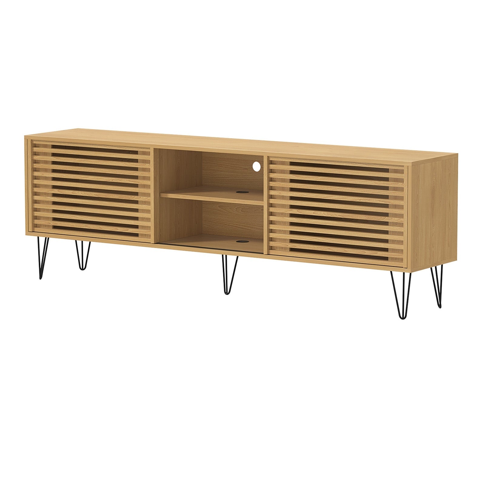 Oikiture TV Cabinet Entertainment Unit Stand Storage Sliding Door Shelf 180cm - Sunyee