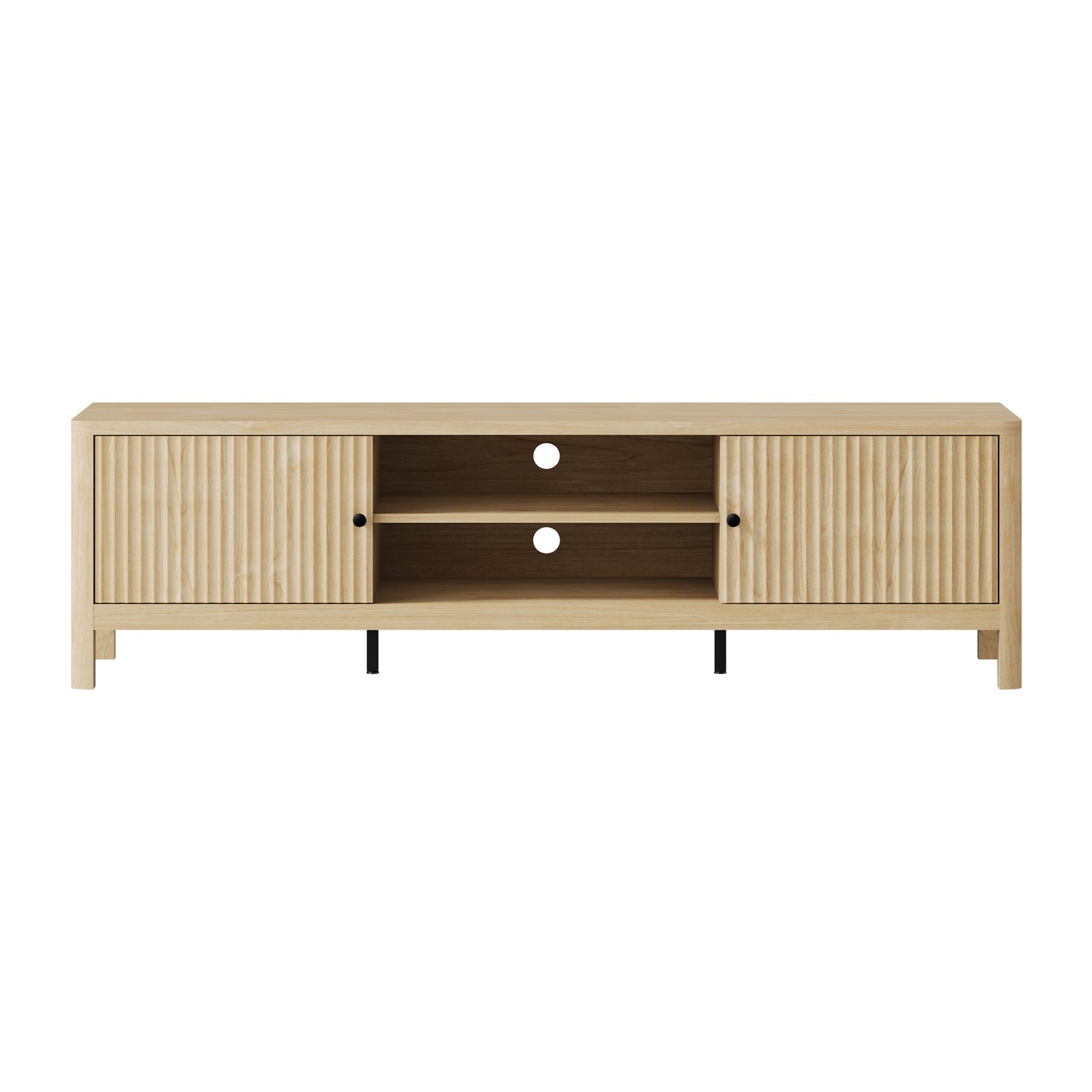 Oikiture TV Cabinet Entertainment Unit Stand Storage Shelves 160cm Natural