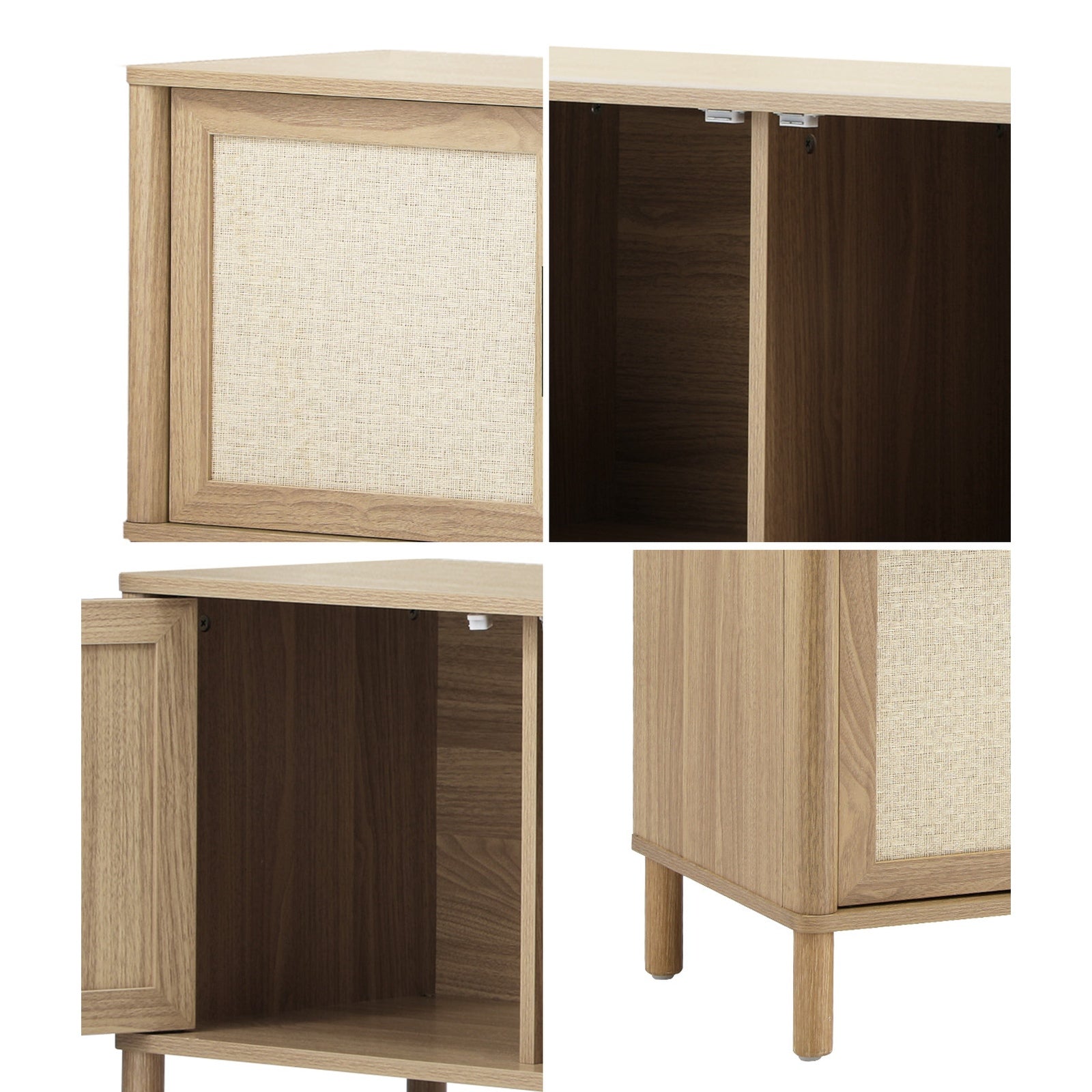 Oikiture TV Cabinet Entertainment Unit Stand 160cm Storage Rattan Doors Natural - Sunyee