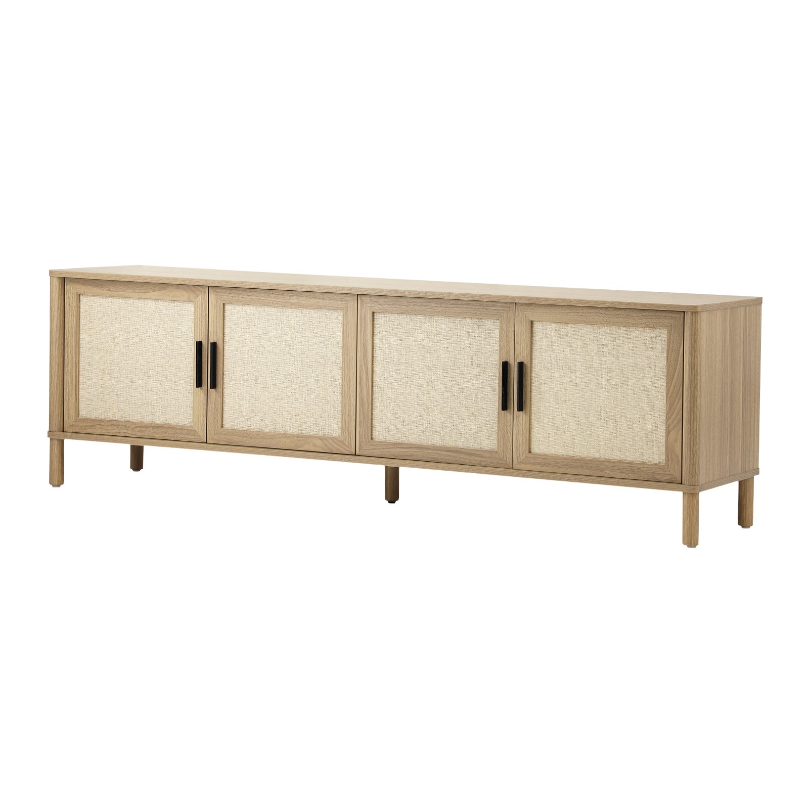 Oikiture TV Cabinet Entertainment Unit Stand 160cm Storage Rattan Doors Natural - Sunyee