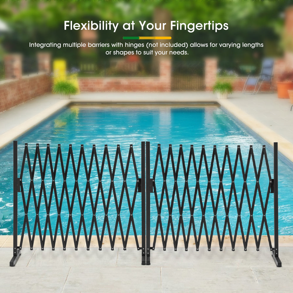ZUNI Garden Security Fence Gate Expandable Aluminum Barrier Indoor Outdoor Black - Sunyee