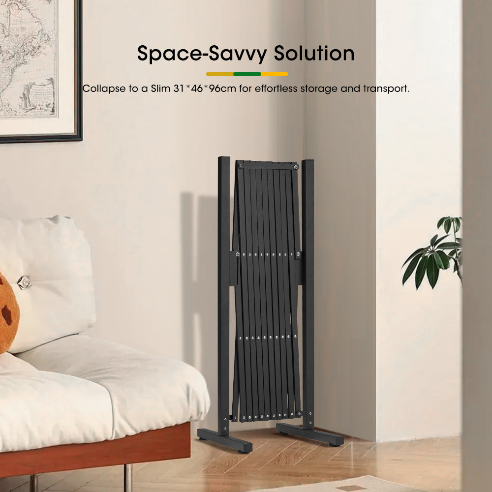 ZUNI Garden Security Fence Gate Expandable Aluminum Barrier Indoor Outdoor Black - Sunyee