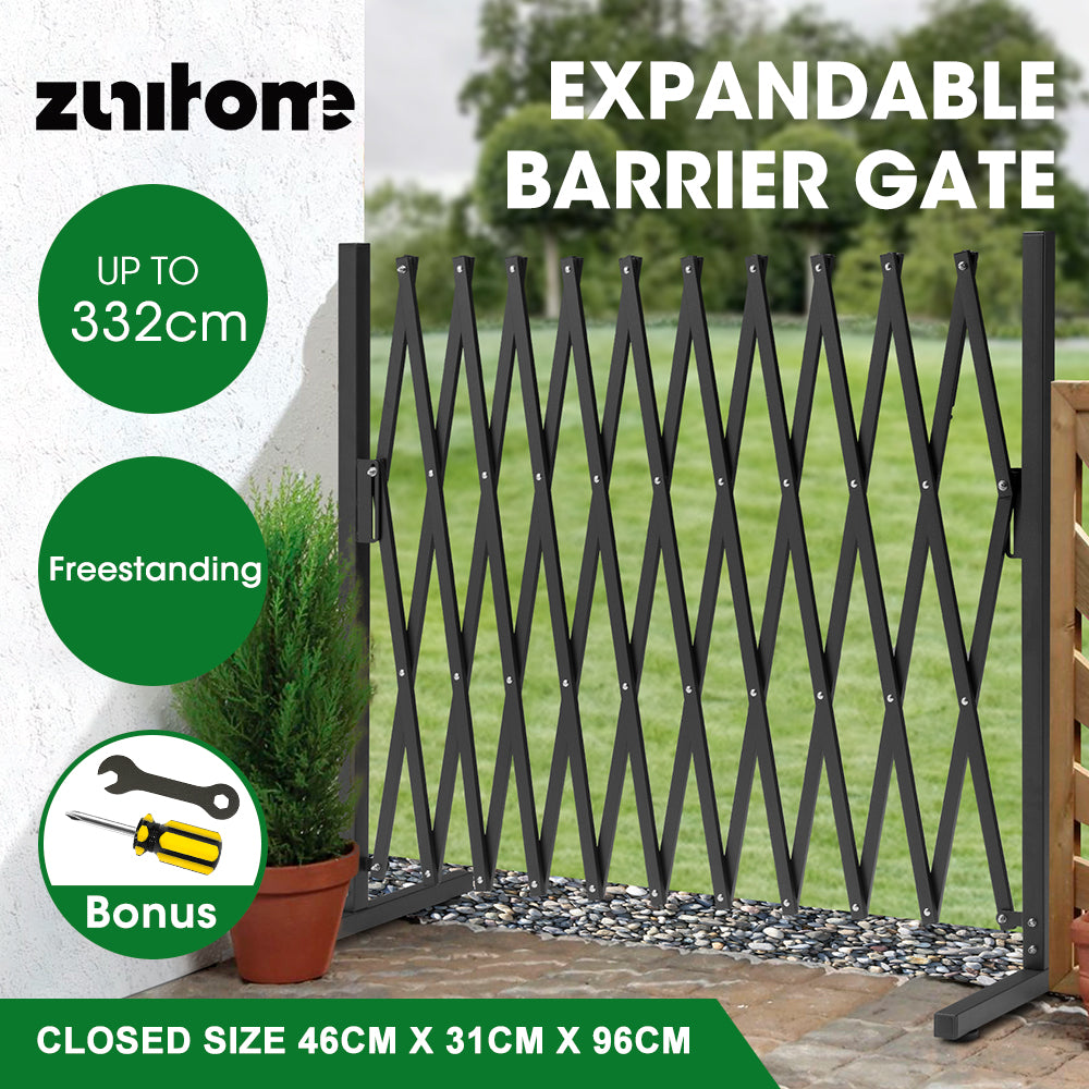 ZUNI Garden Security Fence Gate Expandable Aluminum Barrier Brown/White/Black - Sunyee
