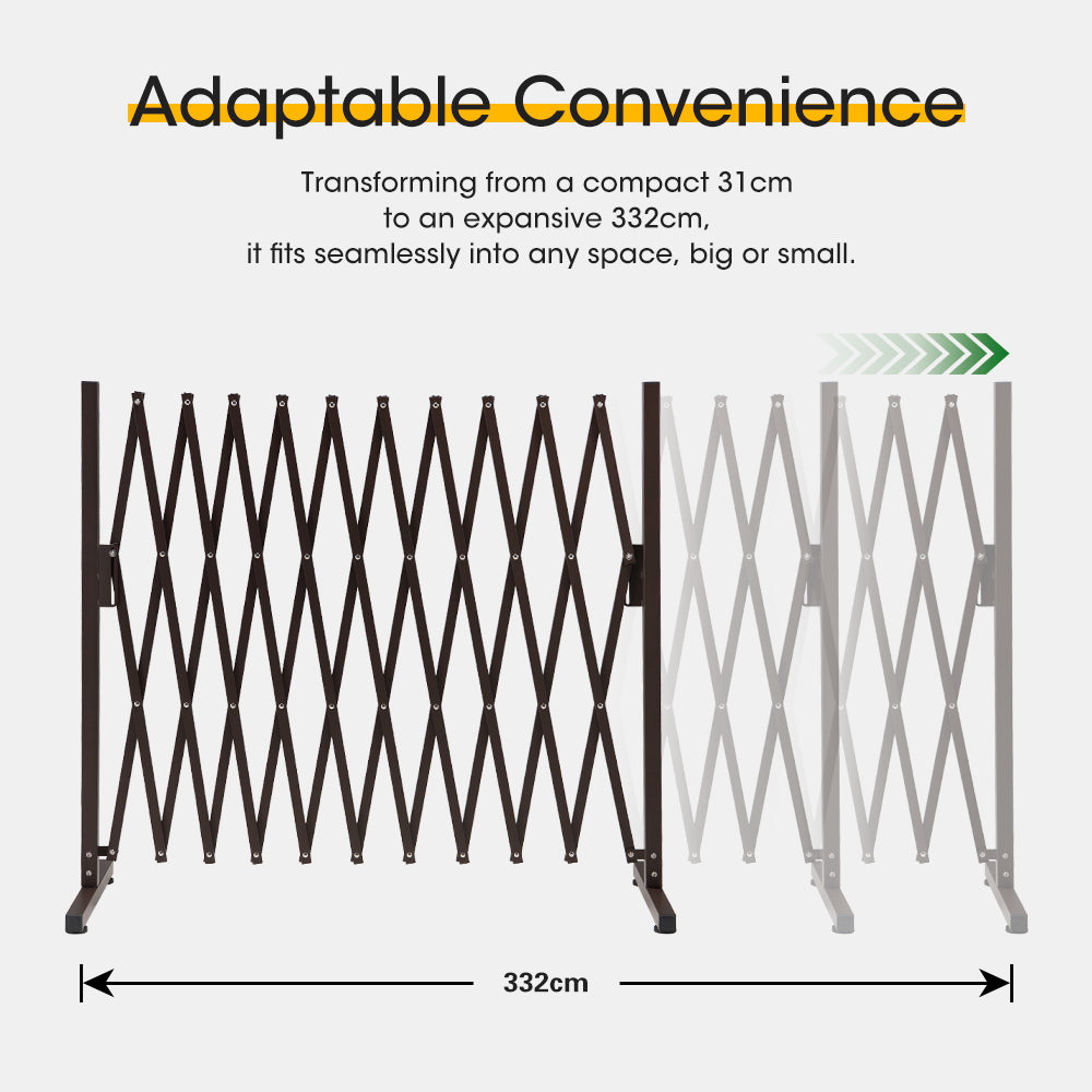 ZUNI Garden Security Fence Gate Expandable Aluminum Barrier Indoor Outdoor Brown - Sunyee