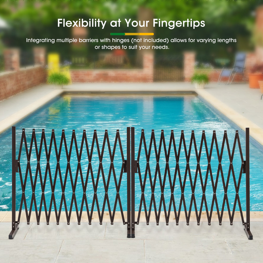 ZUNI Garden Security Fence Gate Expandable Aluminum Barrier Indoor Outdoor Brown - Sunyee