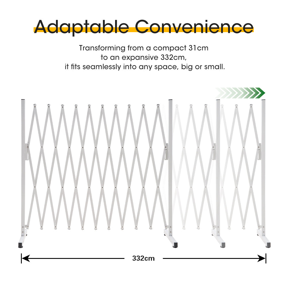 ZUNI Garden Security Fence Gate Expandable Aluminum Barrier Indoor Outdoor White - Sunyee