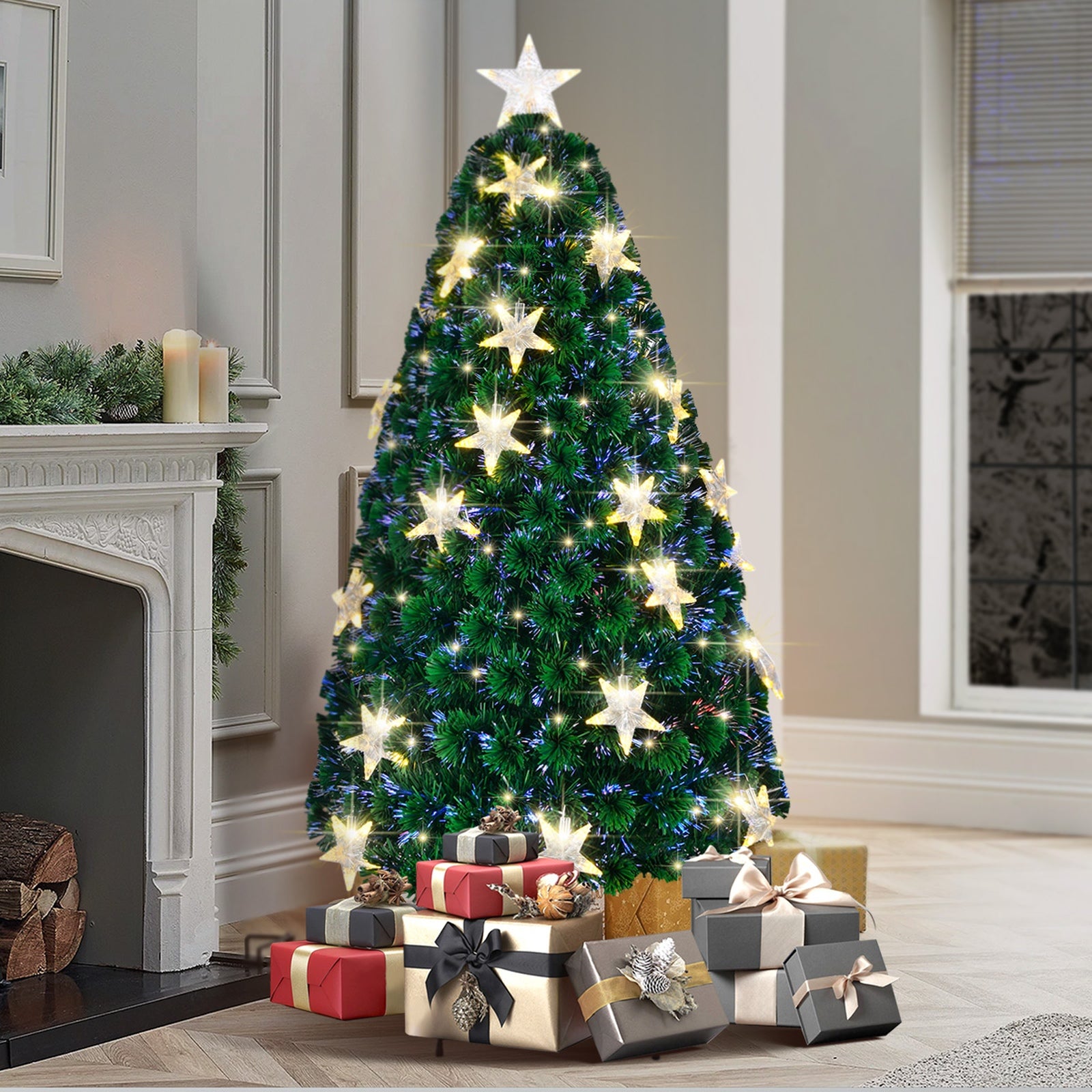 Mazam Christmas Tree 1.8M 6FT Fibre Optics Xmas Trees Green with LED lights - Sunyee