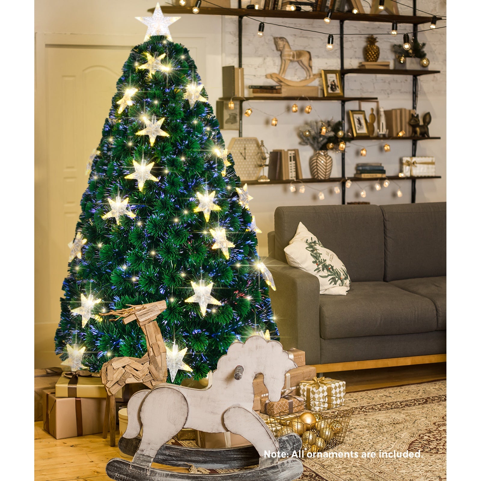 Mazam Christmas Tree 1.8M 6FT Fibre Optics Xmas Trees Green with LED lights - Sunyee