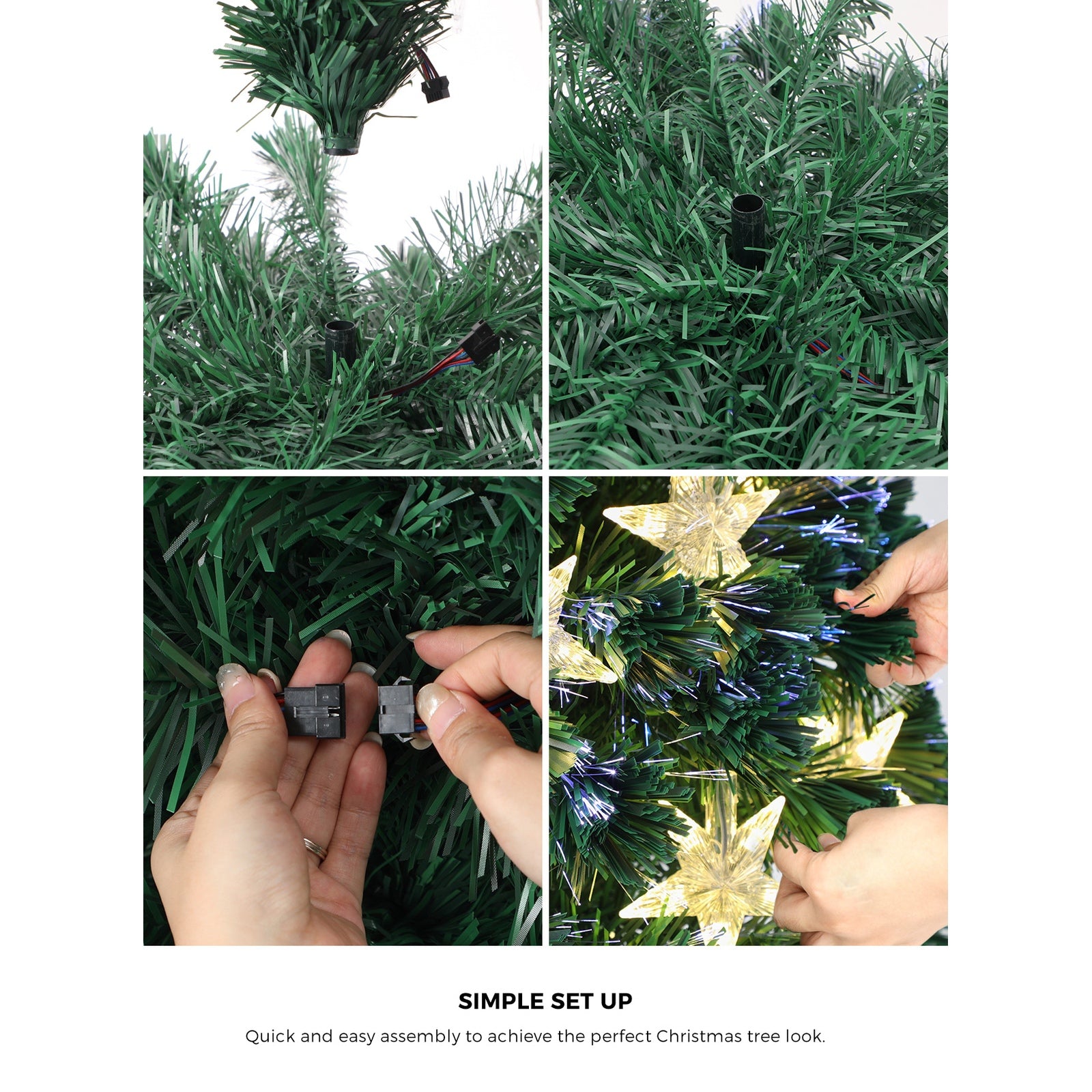 Mazam Christmas Tree 1.8M 6FT Fibre Optics Xmas Trees Green with LED lights - Sunyee