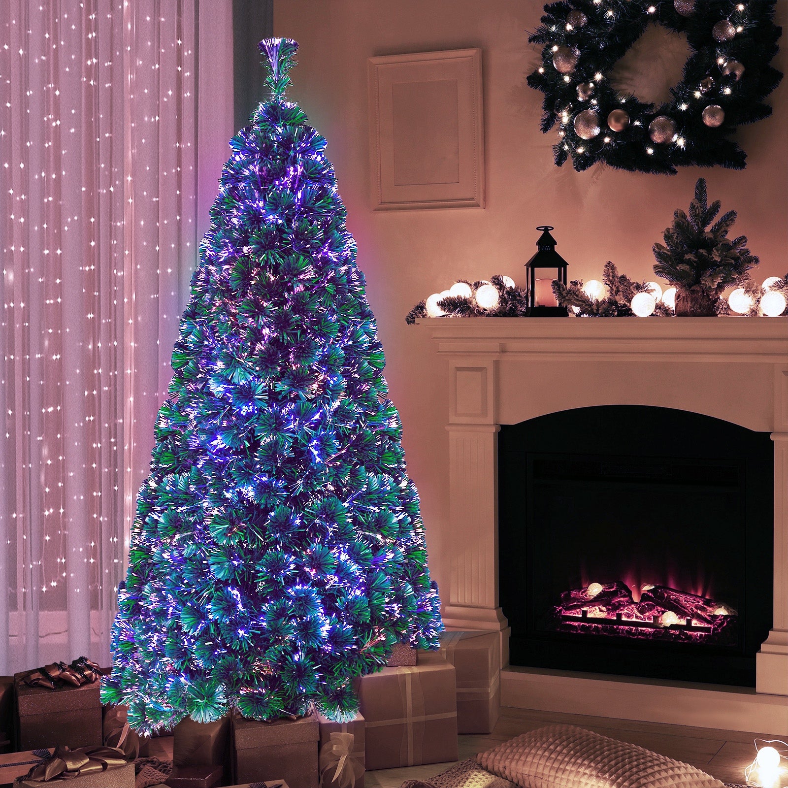 Tinseltown Christmas Tree Fibre Optic 6FT 1.8M Xmas Trees Multi-Colour Lights