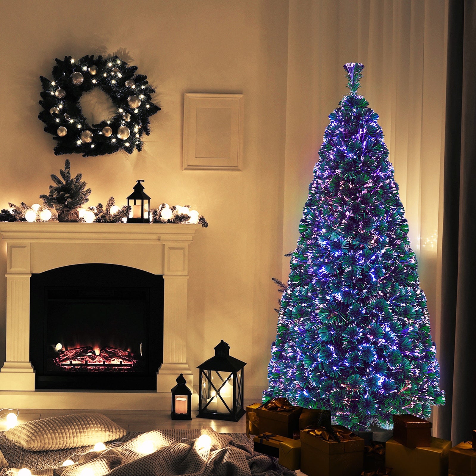Tinseltown Christmas Tree Fibre Optic 6FT 1.8M Xmas Trees Multi-Colour Lights