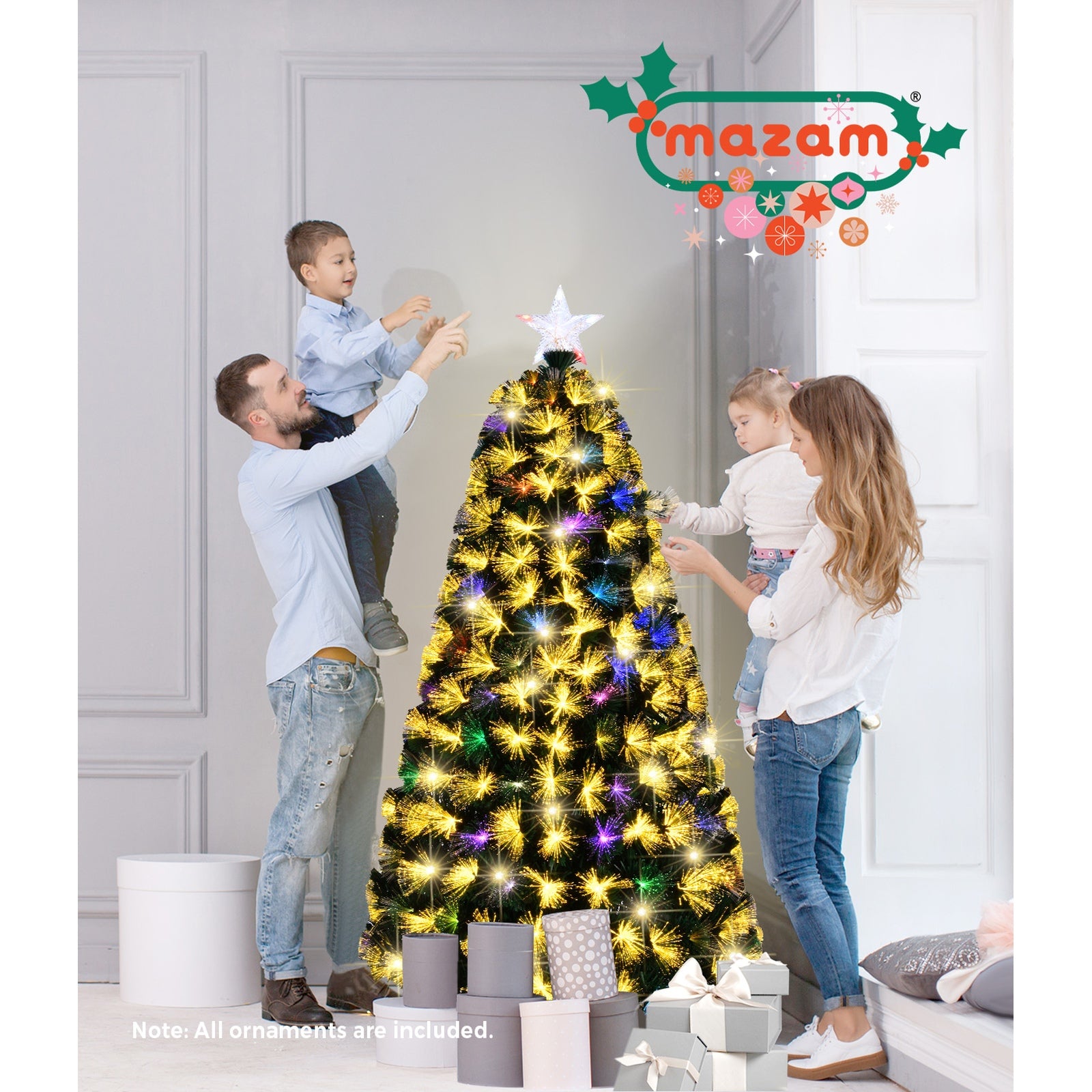 Mazam Christmas Tree 1.8M 6FT LED Xmas Trees Fibre Optic Multi Colour - Sunyee