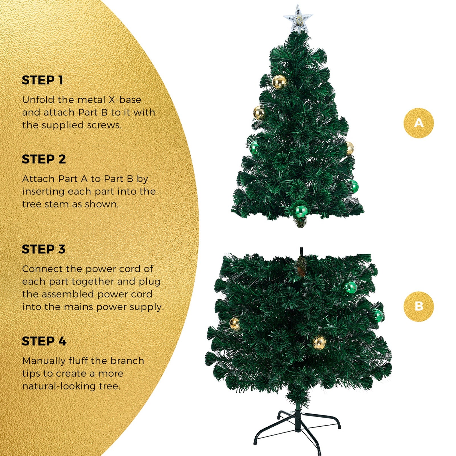 Tinseltown LED Christmas Tree 1.8M 6FT Fibre-optics Xmas Trees with Flash Lights - Sunyee