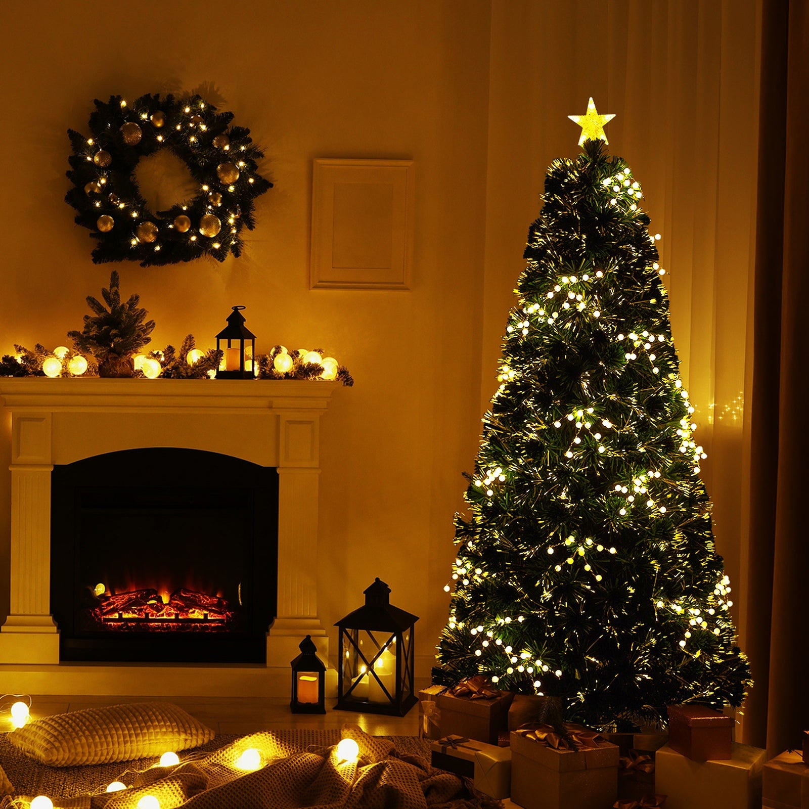Tinseltown LED Christmas Tree 1.8M 6FT Fibre-optics Xmas Trees with Warm Lights - Sunyee