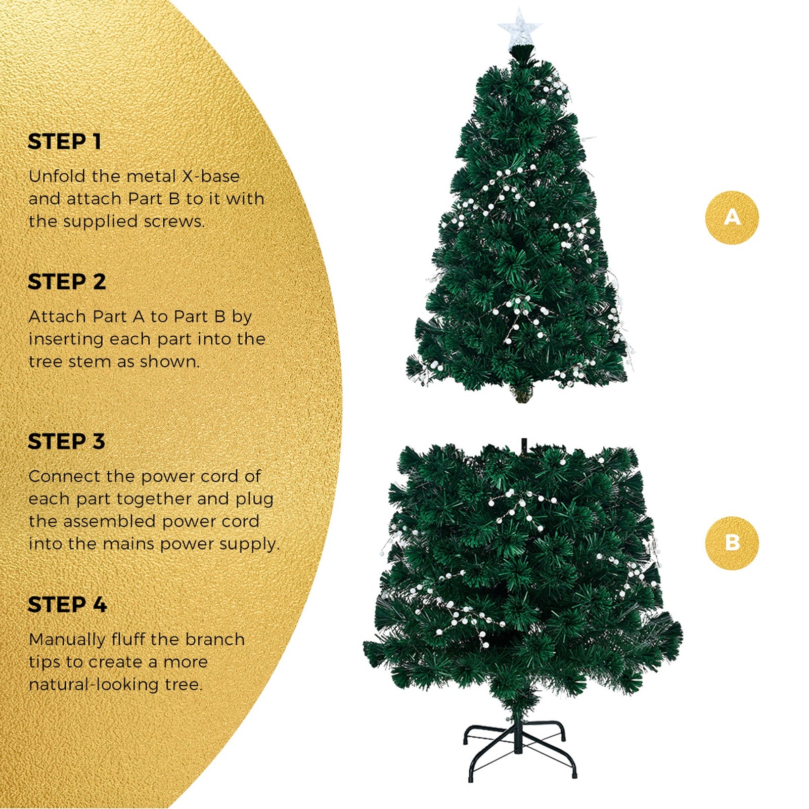Tinseltown Christmas Tree 1.8M 6FT LED Xmas trees Optic Fibre Multi Colour - Sunyee