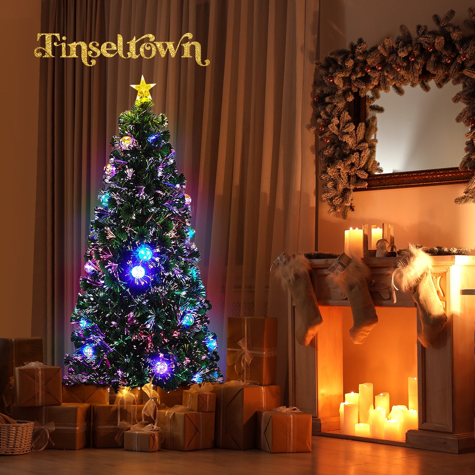 Tinseltown Christmas Tree 1.8M 6FT LED Xmas trees Optic Fibre Multi Colour - Sunyee
