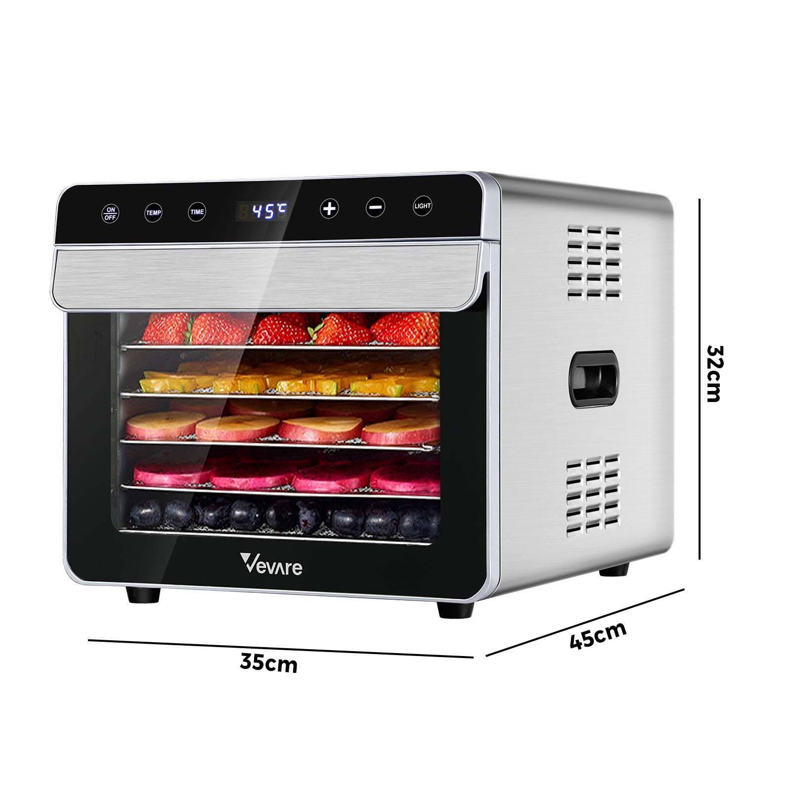 Vevare Food Dehydrators Jerky Dehydrator Fruit Dryer Stainless Steel 6 Trays - Sunyee