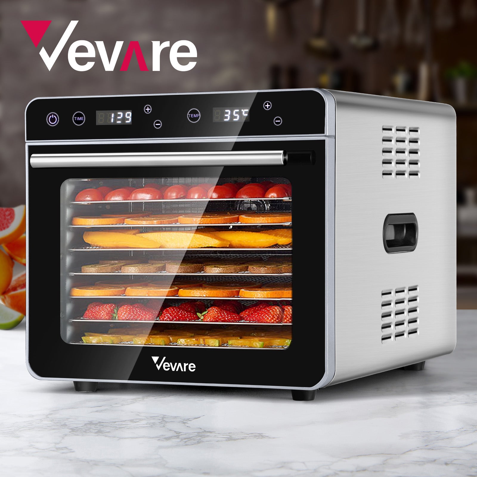 Vevare Food Dehydrators Jerky Dehydrator Fruit Dryer Stainless Steel 8 Trays - Sunyee