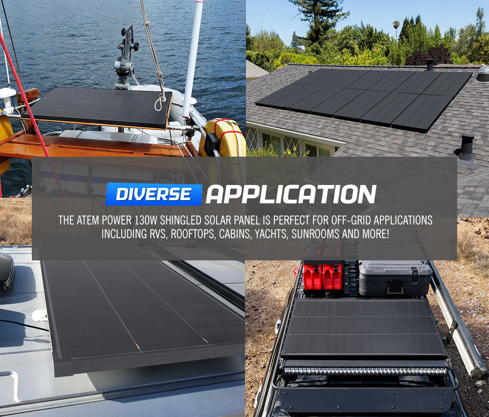 Atem Power 12V 130W Shingled Bifacial Solar Panel Kit Mono Fixed Caravan Camping - Sunyee