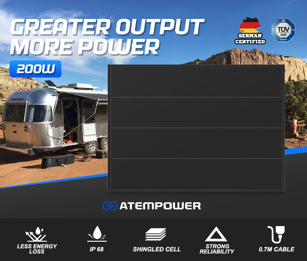 Atem Power 12V 200W Bifacial Shingled Solar Panel Kit Mono Caravan Fixed Camping Power - Sunyee