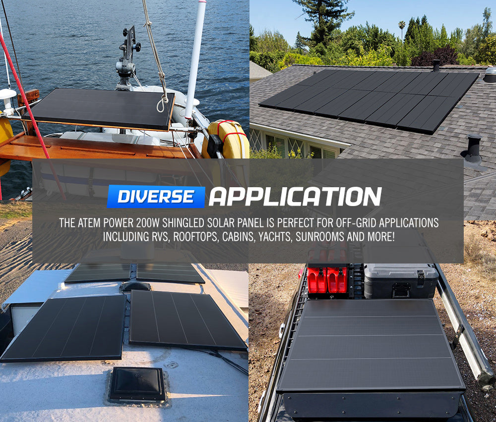 Atem Power 12V 200W Bifacial Shingled Solar Panel Kit Mono Caravan Fixed Camping Power - Sunyee