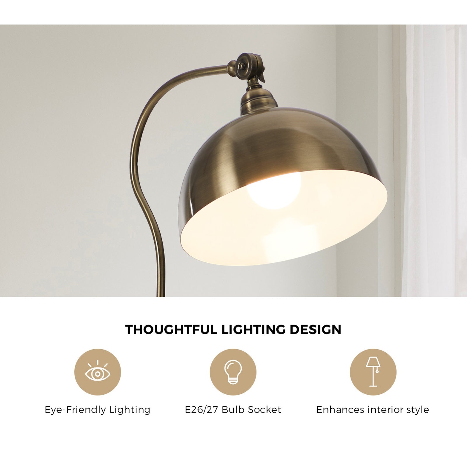Oikiture Floor Lamps Standing Lamp Metal Frame Bronze-finish - Sunyee