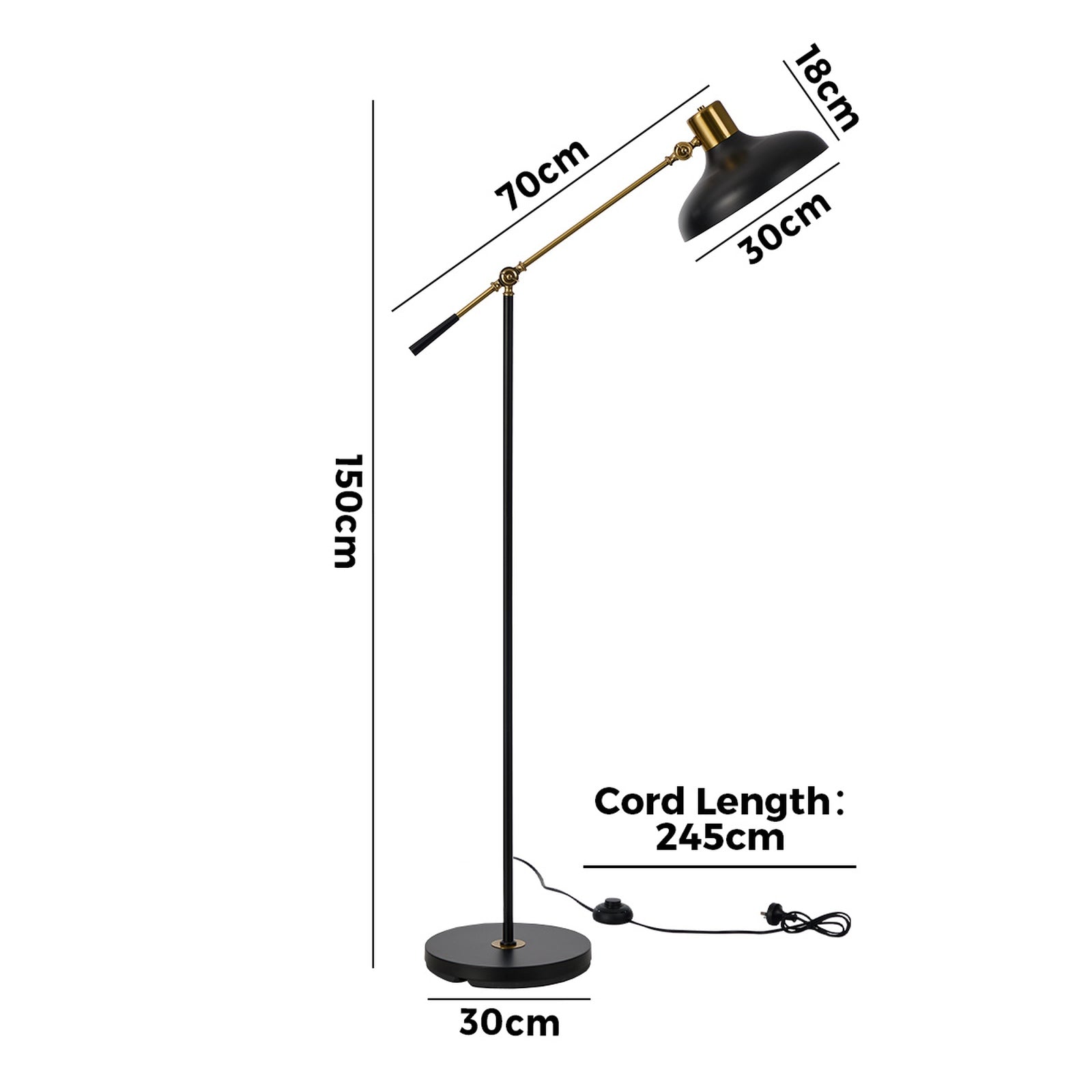 Oikiture Floor Lamps Adjustable Height Standing Metal Frame Black - Sunyee