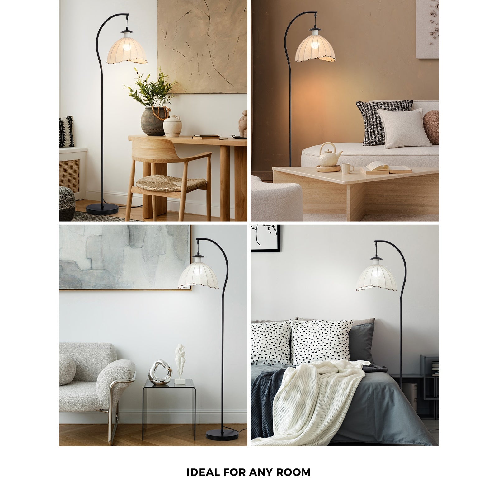 Oikiture Retro Floor Lamps Standing Lamp Fabric Shape Metal Frame - Sunyee