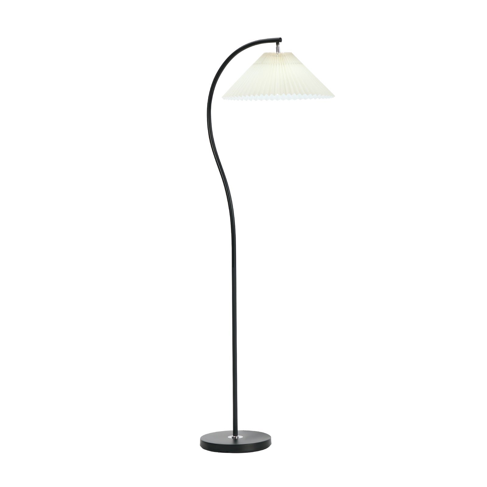 Oikiture Floor Lamp Standing Lamp Pleated Shade Metal Reading Lamp Black