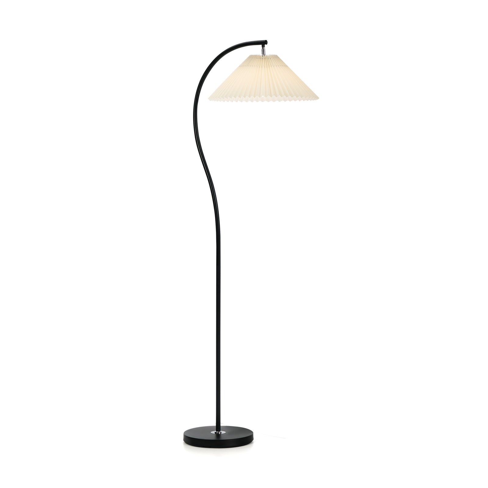 Oikiture Floor Lamp Standing Lamp Pleated Shade Metal Reading Lamp Black