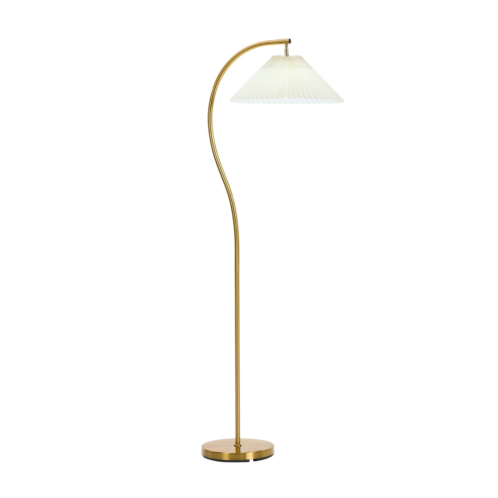 Oikiture Floor Lamp Standing Lamp Pleated Shade Metal Reading Lamp Golden