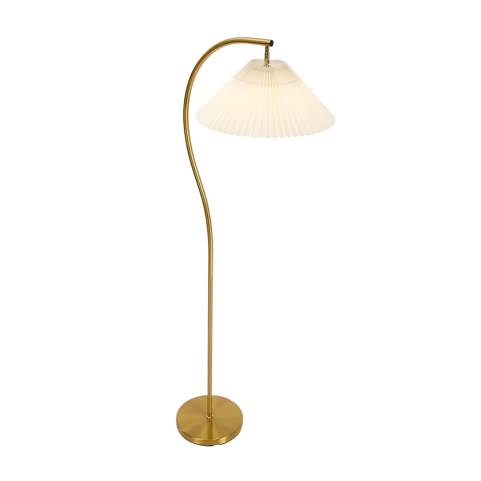 Oikiture Floor Lamp Standing Lamp Pleated Shade Metal Reading Lamp Golden