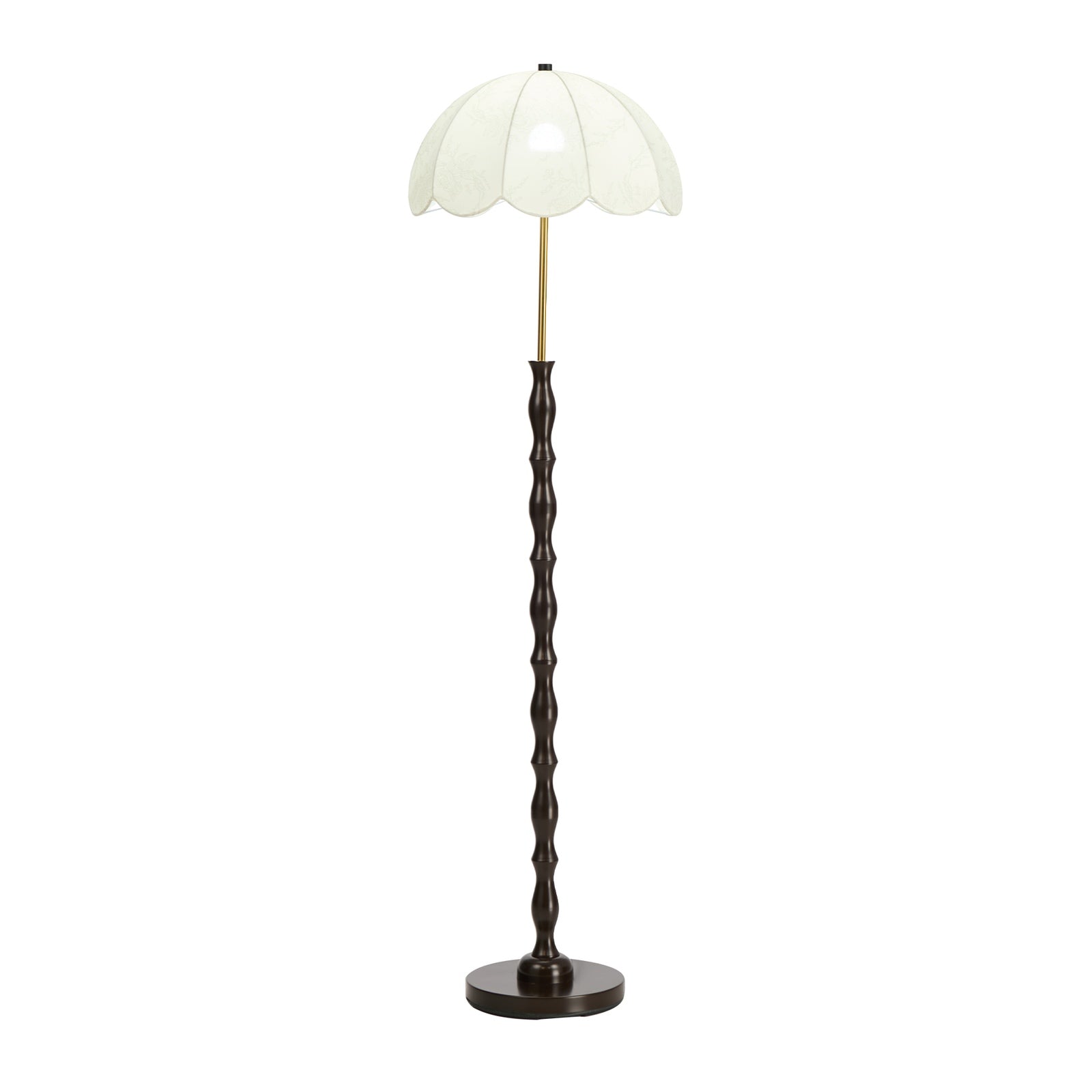 Oikiture Metal Floor lamps Freestanding Reading Lamp Fabric Shade Vintage