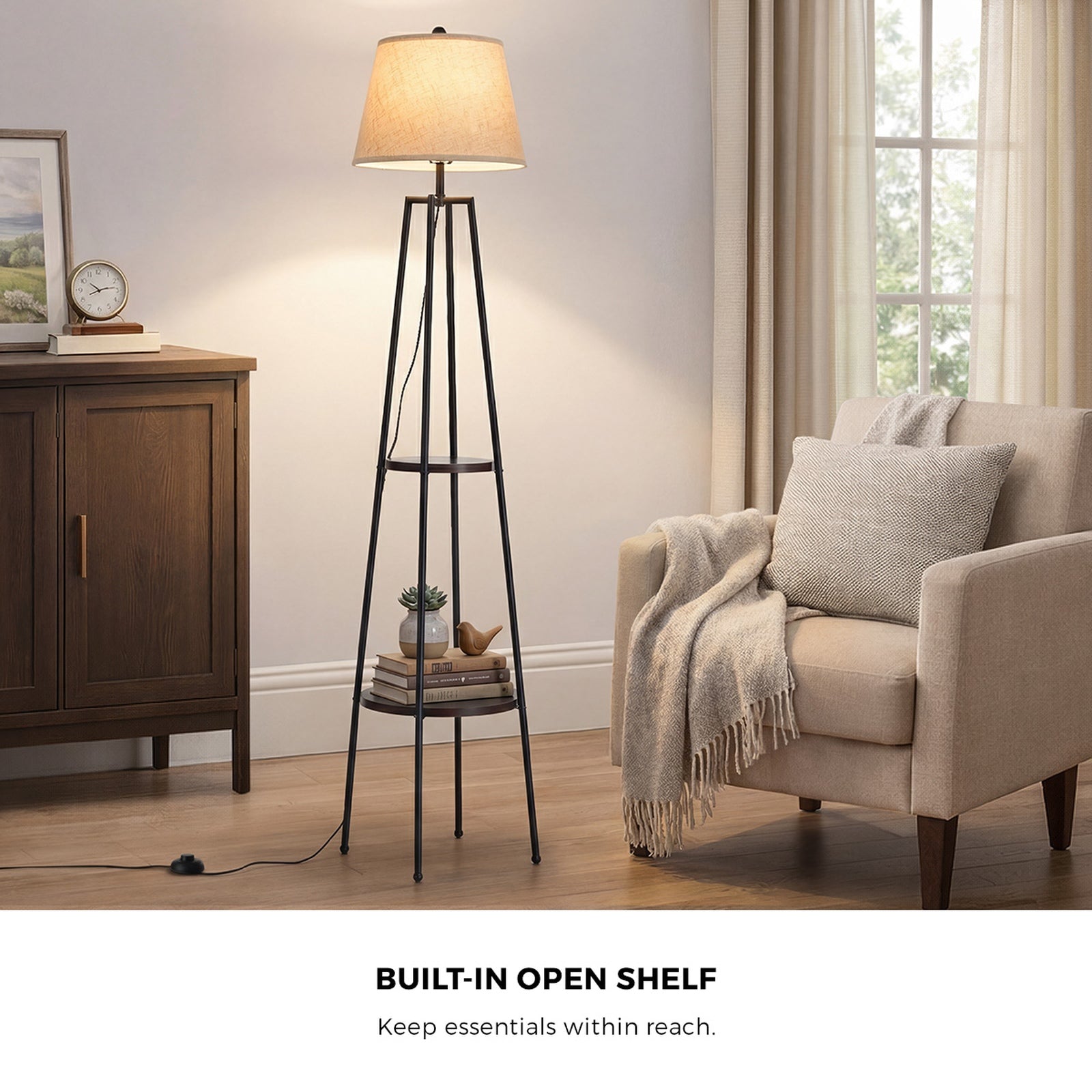 Oikiture Floor Lamps Standing Lamp Metal Frame Bronze-finish - Sunyee