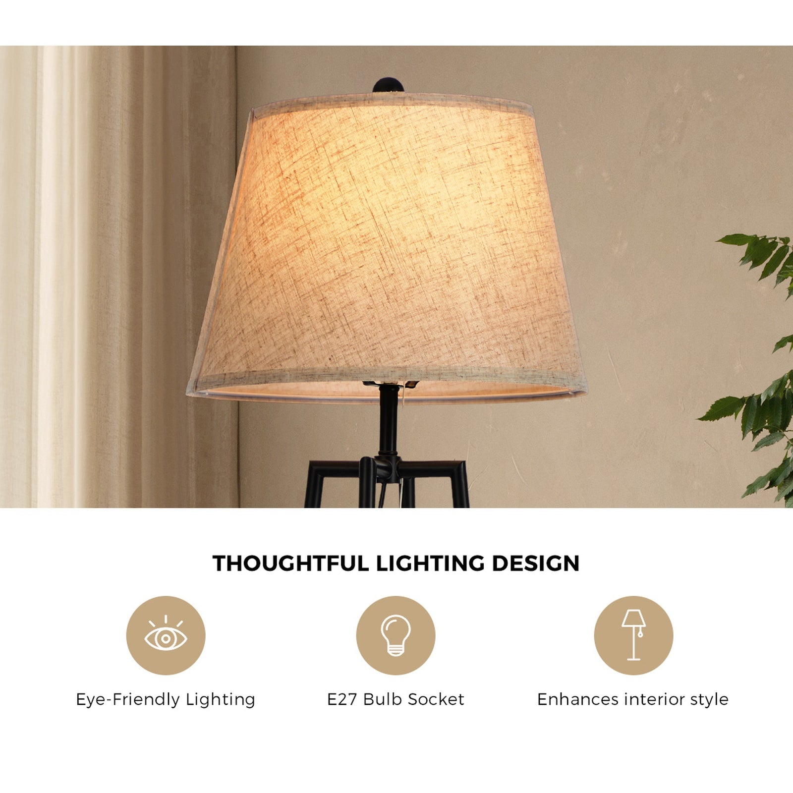 Oikiture Floor Lamps Standing Lamp Metal Frame Bronze-finish - Sunyee