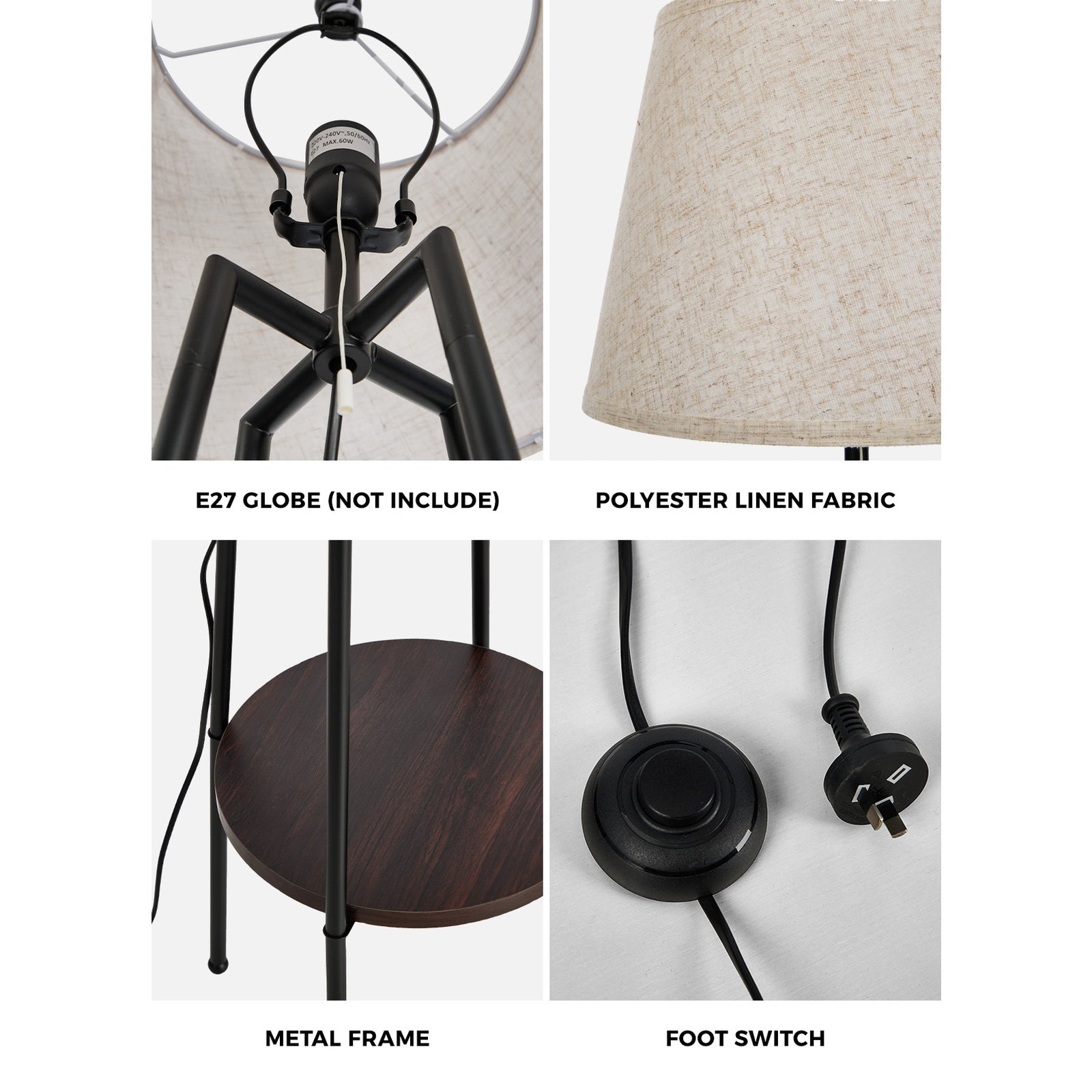 Oikiture Floor Lamps Standing Lamp Metal Frame Bronze-finish - Sunyee