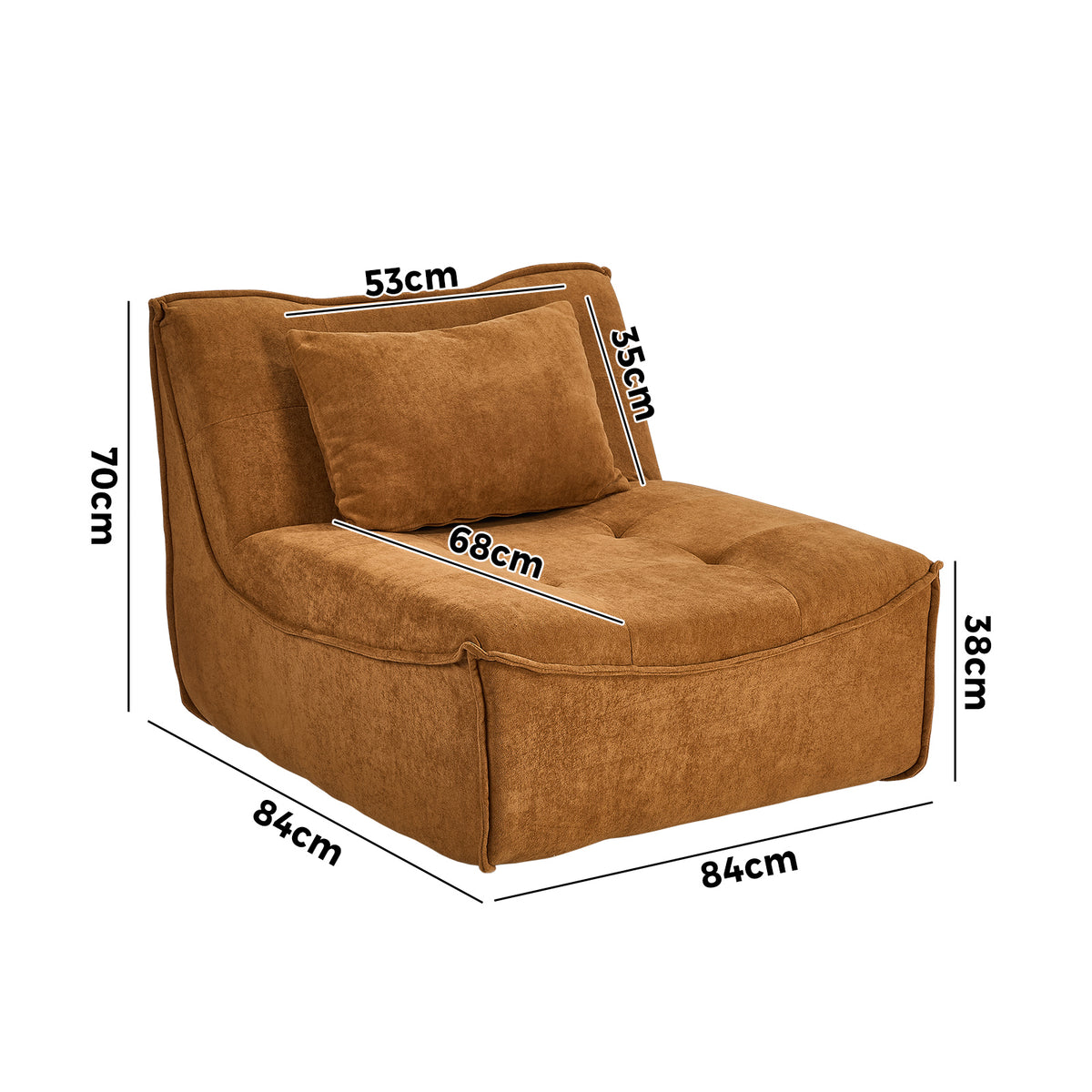 Oikiture 2x Accent Chair Lazy Sofa Floor Couch Leisure Lounge Foam Pouffe Brown