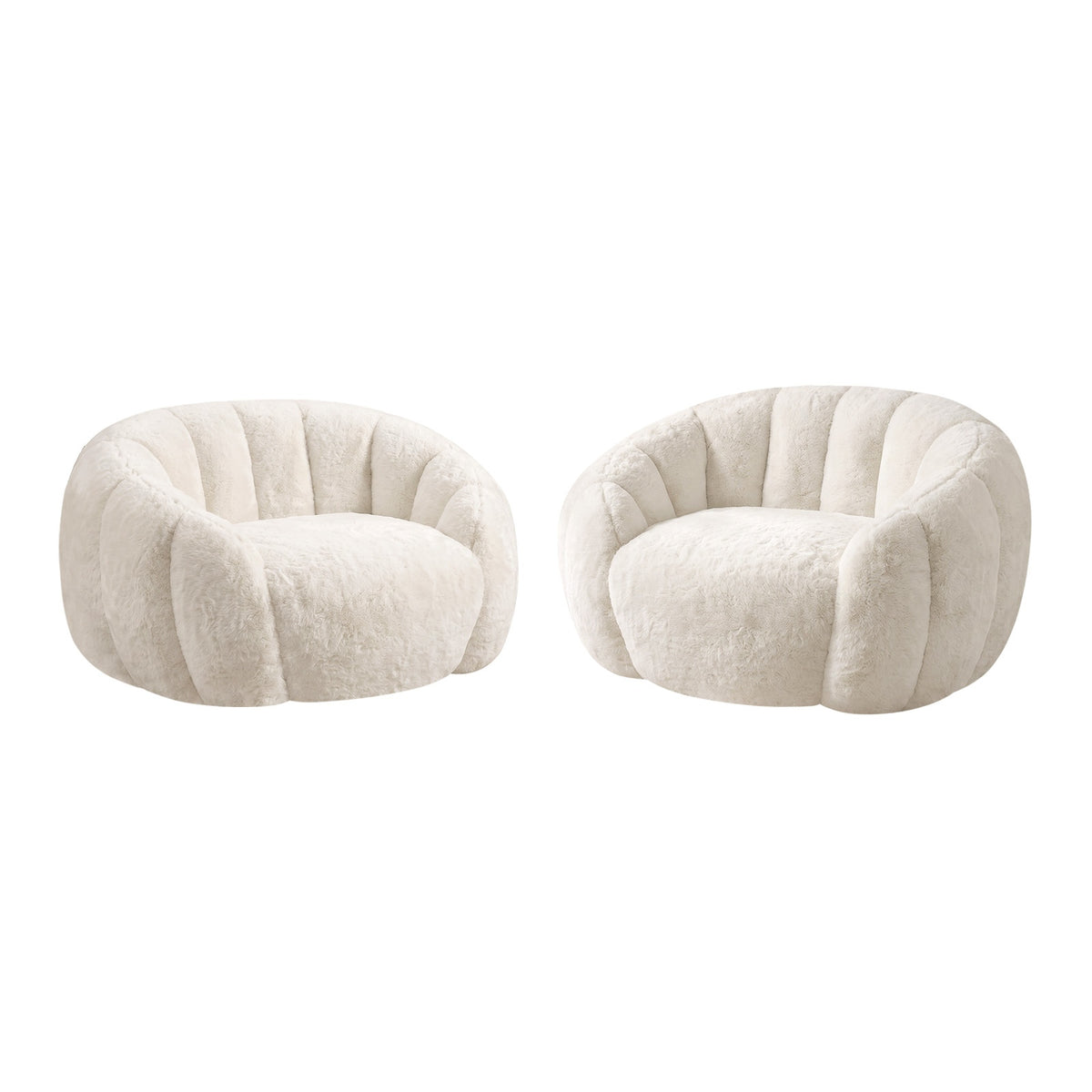 Oikiture 2x Bean Bag Chair Floor Lounge Lazy Sofa Faux Rabbit Fleece Beige - Sunyee