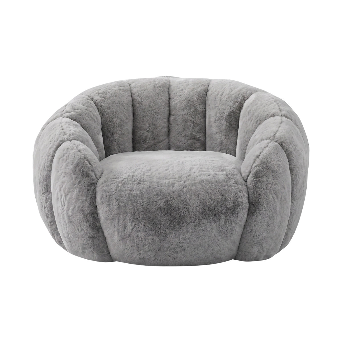 Oikiture Bean Bag Chair Floor Lounge Lazy Sofa Faux Rabbit Fleece Grey - Sunyee
