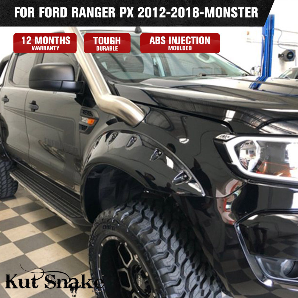 Kut Snake Flares for Ford Ranger PX 2012-2018 - Monster Smooth Finish - Sunyee